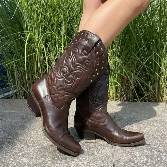 Genuine Leather Biker Racer Boots El Dantes Style Grunge Cyber Y2K - Picture 1 of 5